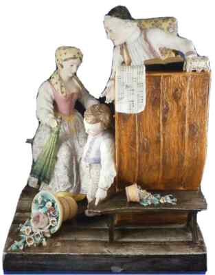 Antique Jean Gille Biscuit Porcelain Large Figurine Porcelaine Figure French