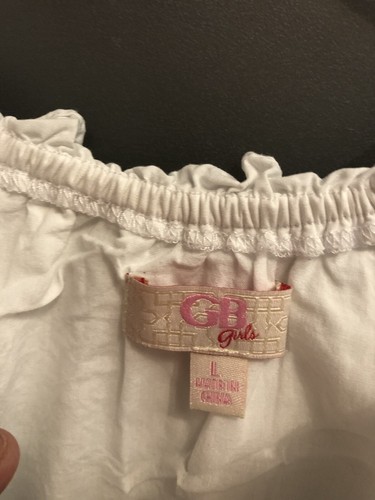 GB Girls White A-line Girls Off The Shoulder Dress Size Large Floral Appliqué - Picture 3 of 5