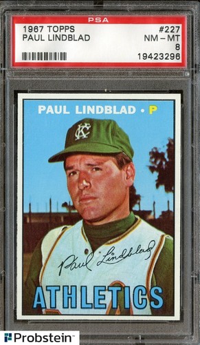 1967 Topps #227 Paul Lindblad Kansas City A's PSA 8 NM-MT