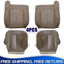Driver & Passenger Bottom & Top Leather Seat Cover Tan For 99-02 Chevy Silverado
