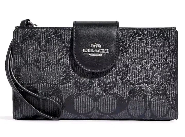 New💯 Authentic Women Coach Tech Phone Wallet Signature Le