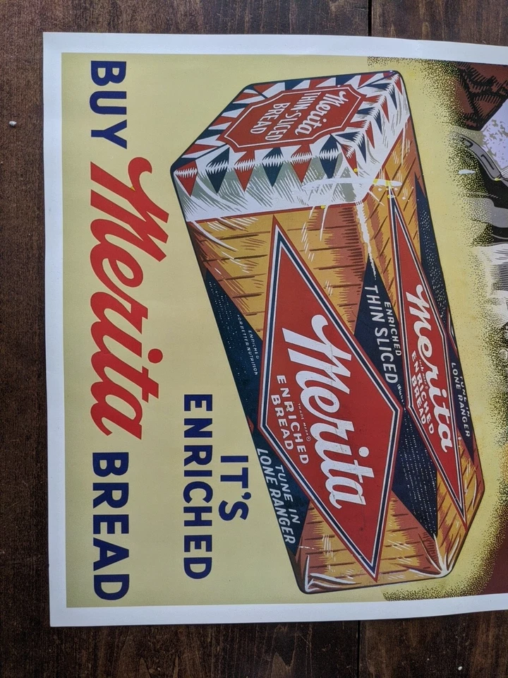 Merita Enriched Bread Lone Ranger Advertisement 25" X 16" Giclee Poster. - Image 3 of 4