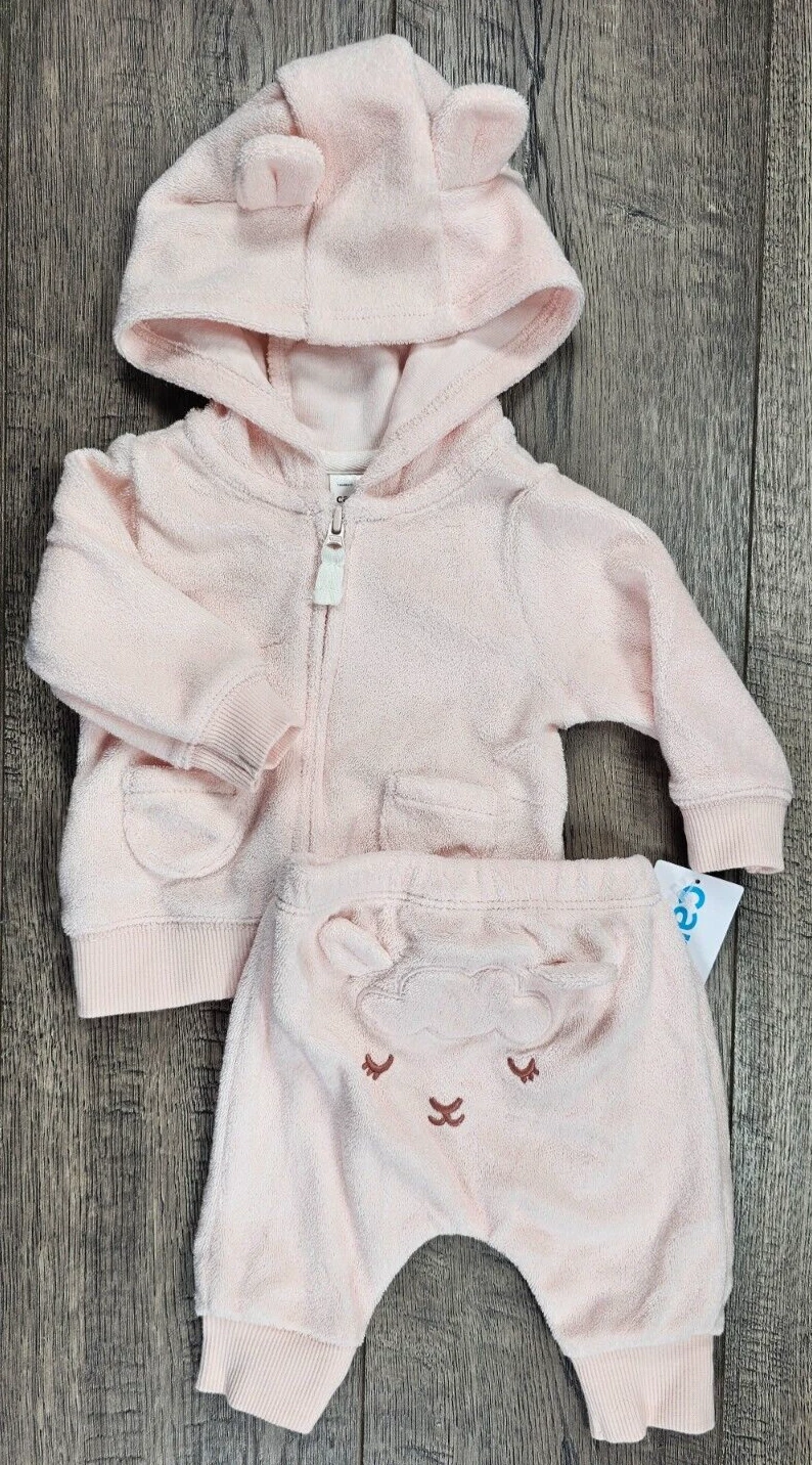 Baby Girl Clothes New Carter's 6 Month 2pc Pink Lamb Terry Cloth Outfit