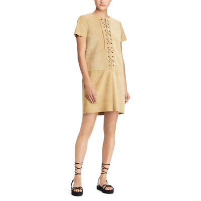 Polo Ralph Lauren Women's Dara Leather Dress - Madison Tan - Size 8