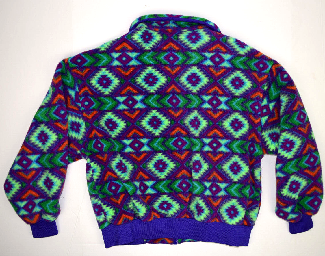 Fleece Jacket VTG Aztec Vaporwave Color Pop Fleece Zip Fleece Jacket VTG Aztec Vaporwave Color Pop Fleece Zip