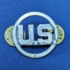 Vintage Collectible US Military Round Double Metal Pinback Pin Lapel Pin