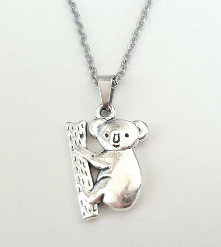 Nuevo Collar Colgante Antiguo Plata Lindo Oso Koala Dije Cadena 18-20"  - Imagen 1 de 7