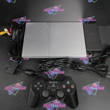 Refurbished - Sony PlayStation 2 PS2 Slim Silver Console + Black Dualshock VG