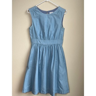 Emily and Fin Light Blue Retro Fit & Flare Dress Size Small -Side Pockets