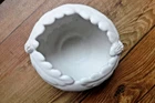 VINTAGE VAN BRIGGLE OAK LEAF MATTE WHITE GLAZE BOWL-3 1/2" TALL X 6" WIDE