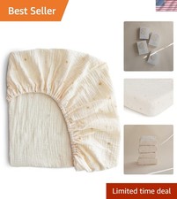 Elegant 192 Thread Count Muslin Crib Sheet  28"x52" - Galaxy Pattern Sun Color