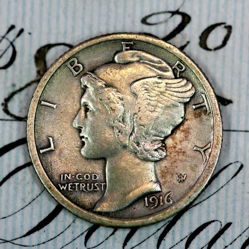 * 1916-D * CHOICE XF+/AU MERCURY SILVER DIME * FROM ORIGINAL COLLECTION