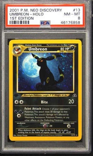 PSA 8 UMBREON HOLO 1ST EDITION 2001 POKEMON NEO DISCOVERY #13