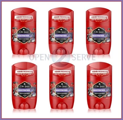 Pack of 6 - Old Spice NIGHT PANTHER Deodorant Stick - 48h Freshness - 50ml