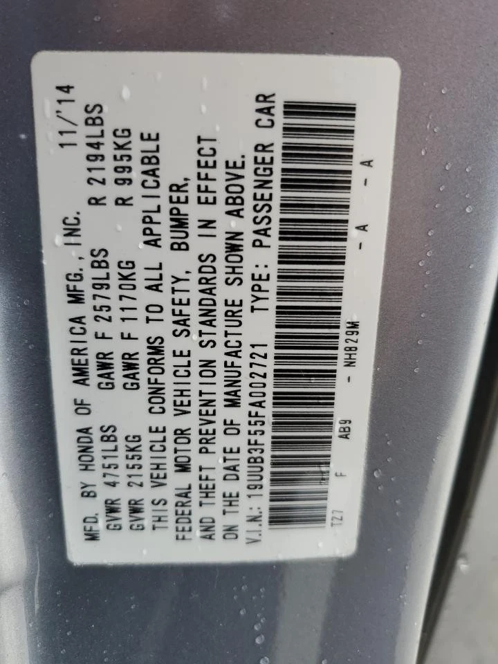 Compresor de aire acondicionado usado se adapta a: Acura Tlx 2015 3,5 grado A Foto 3 de 4