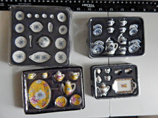Set Of 4 Dollhouse Collectable Miniture Porcelain Tea Sets, Playtime