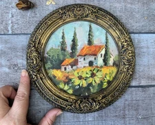 Tuscany Painting Sunflowers Original Art Italy Framed Painting Impasto