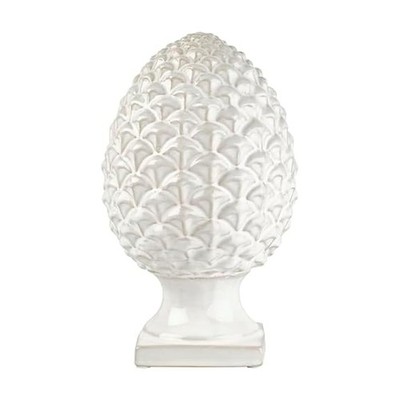 Elements White Ceramic Pinecone Figurine 6.54x6.54x10.94 Inch