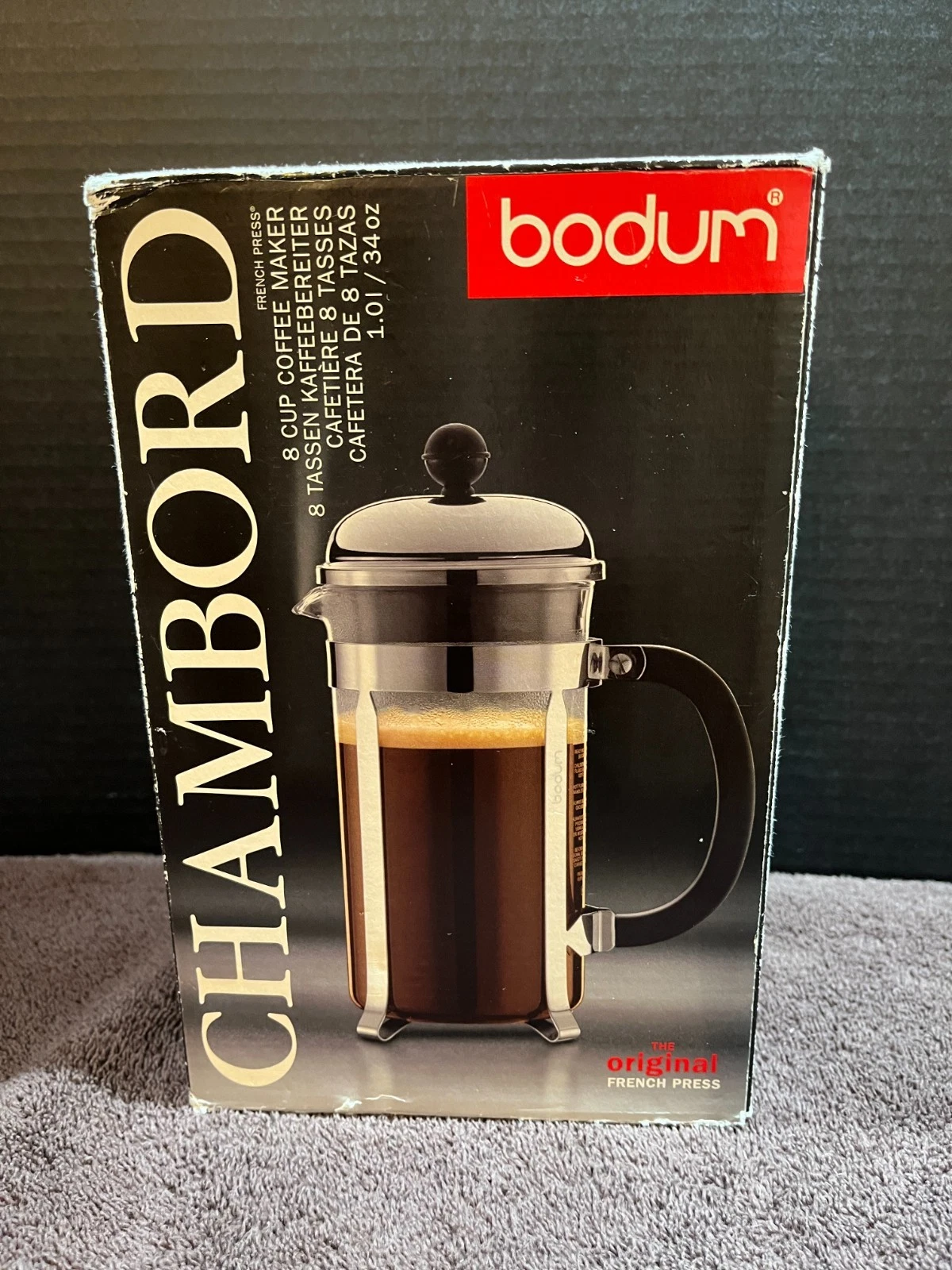 Bodum CHAMBORD (1928) 8 Cups Coffee Maker French Press- Clear
