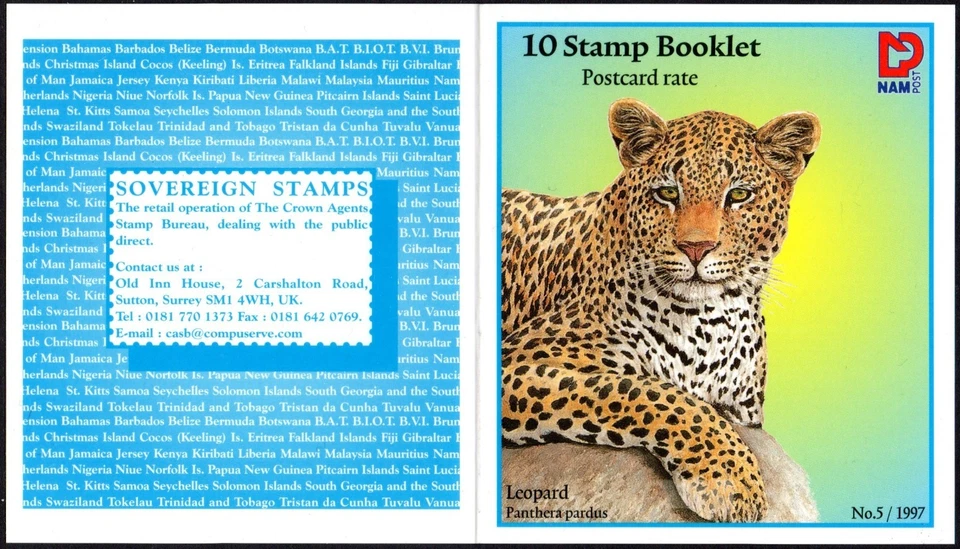 Folletos Namibia 1997 $5 Lovebird y $12 Leopard, SG.SB8/9, cancelados a pedido Foto 4 de 4
