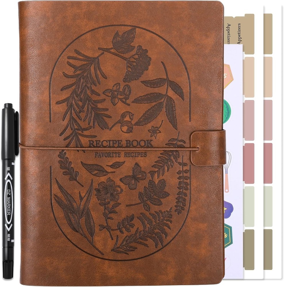 Blank Recipe Book Binder to Write in Your Own Recipes Leather Recipe Journal ...