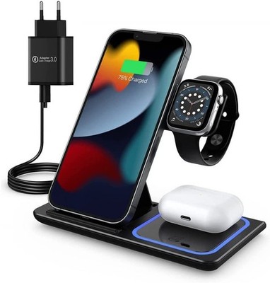 G-TELWARE  3/4 in 1 faltbar, kabelloses Laden, QI Induktionsladen für iPhone/iWa