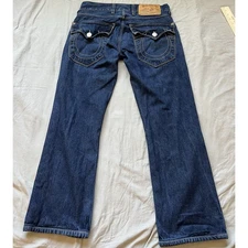 TRUE RELIGION Jeans Women's 29 Ricky Straight 31" Waist Y2K Denim Dark Pre-Loved