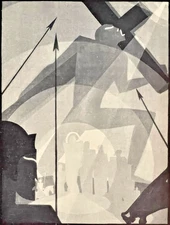 Original Vintage AARON DOUGLAS Lithographic Print African American Harlem Artist