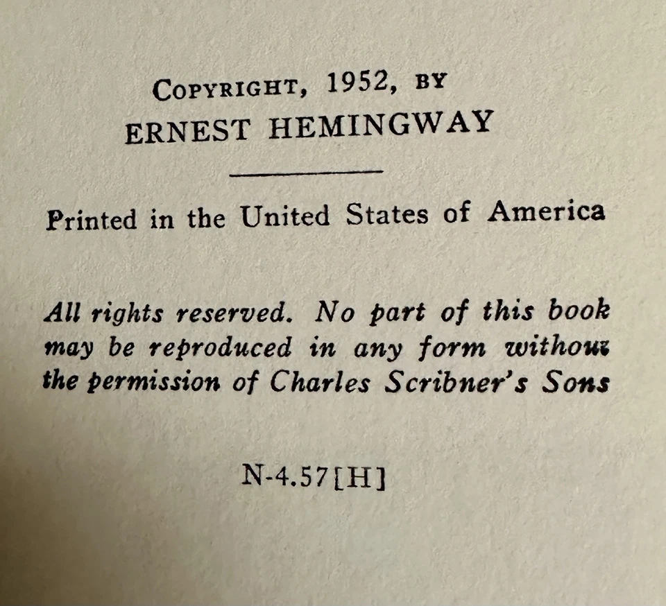 Ernest Hemingway The Old Man And The Sea. First Edition, Library of Congress. Foto 4 de 4
