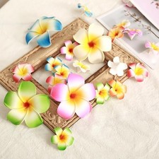 10Pcs 7cm Multicolor Hawaii Plumeria Flower Clips Hawaiian Flower Hair Barret...