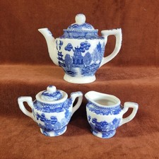 Blue Willow Occupied Japan 1945-1952 Children's Tea Set-Teapot Cream Sugar