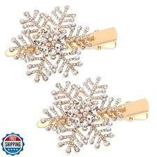 Vogueknock Snowflake Hair Clips Christmas Holiday Big Sparkle Rhi