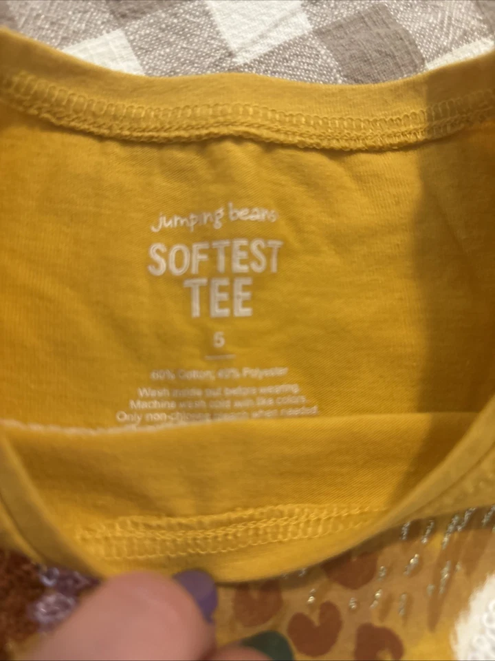 Camisa de manga larga para niñas talla 5Y, guepardo con lentejuelas Foto 2 de 3