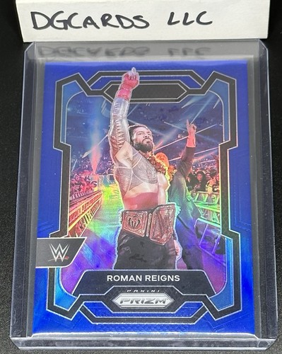 2024 Panini Prizm WWE Blue /199 ROMAN REIGNS - Picture 3 of 4