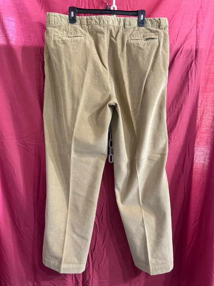 Calça masculina 42x32 Barry tijolo veludo bronzeado zíper mosca frente plana - Imagem 4 de 4