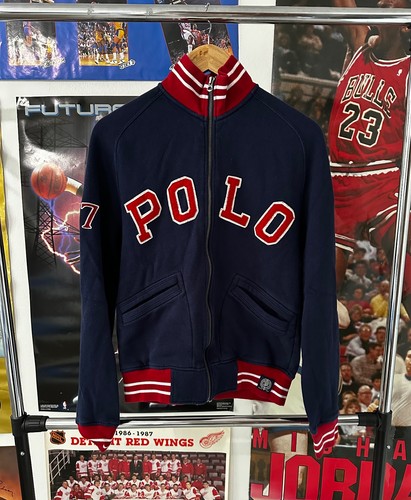 Polo Ralph Lauren 67 Patch Spellout USA Varsity Full Zip Track Jacket Size Small