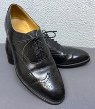 Vtg Johnston & Murphy Aristocraft Shoes Men’s 8 D Black Wingtip Oxfords Made USA