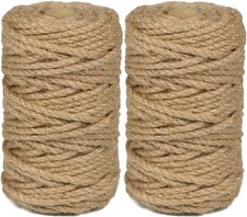 2Pcs 5mm Natural Jute Twine Rope 210 Feet Twisted Heavy Duty Thick Twine for Cat