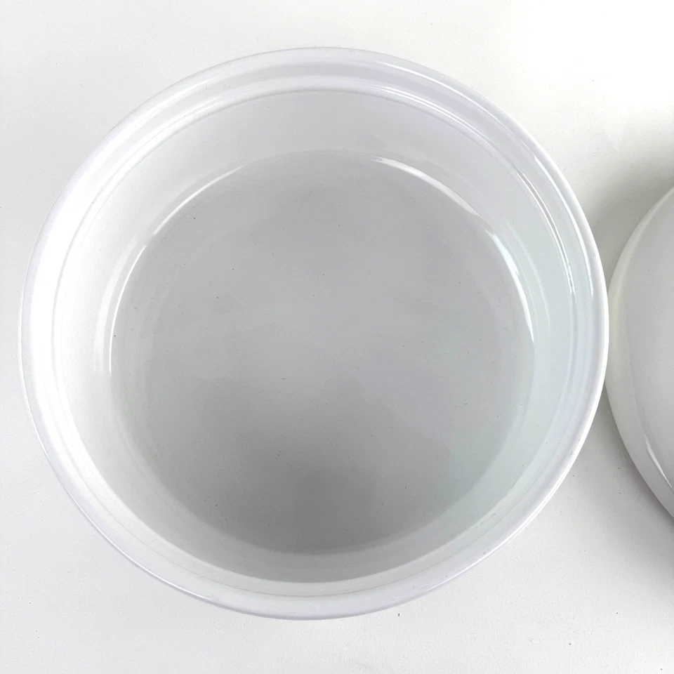 Crate & Barrel Farmhouse Ceramic Pancake Warmer Pita Tortilla White 500-256 - Image 3 of 4