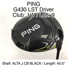 PING G430 LST Driver 1W Driver 9 45.5" ALTA J CB BLACK Stiff Right-Handed