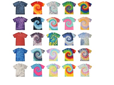 Distinctive Tie Dye T-Shirts Multi-Color Kids & Adult 100% Cotton Colortone
