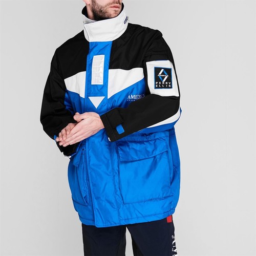 PERRY ELLIS Blue Padded Bieber America Anorak Parka Jacket Size M Oversized - Picture 3 of 11