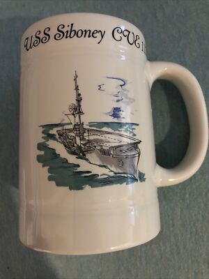 Vintage USS Siboney CVE 112 Stein Mug  US Navy Nassau China Co. 