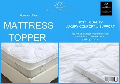 NIGHT ZONE Mattress Topper Air Flow Hotel Quality Microfiber 5CM Mattress Toppers