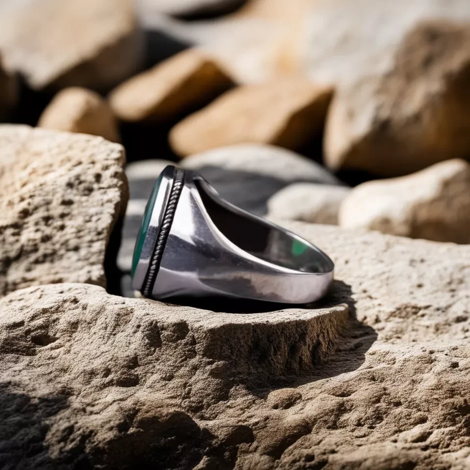 Anillo de plata 925 hecho a mano con sello de ónix verde natural para hombre joyería de piedras preciosas Foto 3 de 4