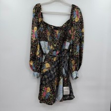 ASOS DESIGN mini tea dress with belt in mixed floral prints size US 12