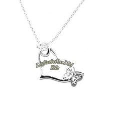 925 Sterling Silver Pendant with Butterfly on Heart Design include 17" Necklace