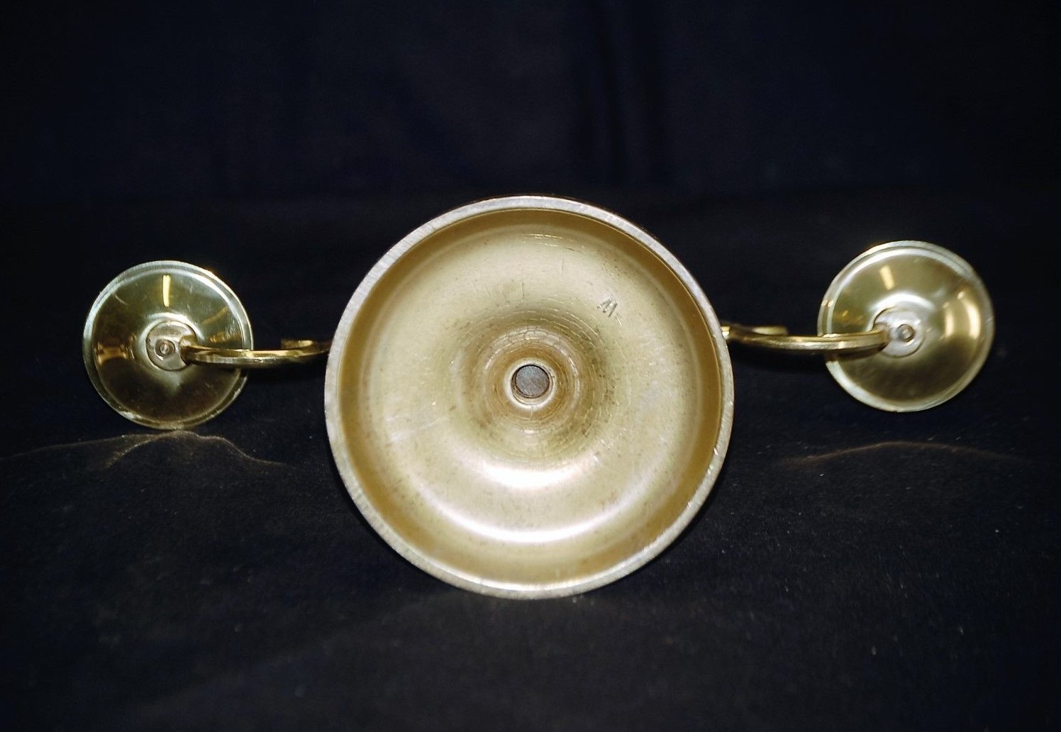 Triple Arm Brass Candlestick Candle Holder Drip Catchers Mantel Vintage