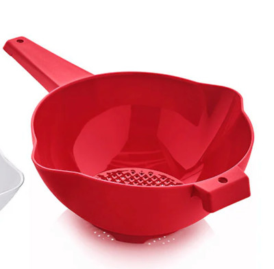 Tupperware Colander / Strainer 2 qt Pasta Vegetables Fruit Red New