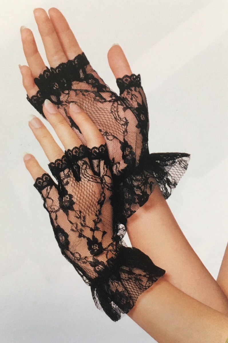 Leg Avenue Black Lace Gloves Fingerless Victorian Style NIP